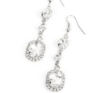 White Sparkle Rhinestone Dangle Earrings